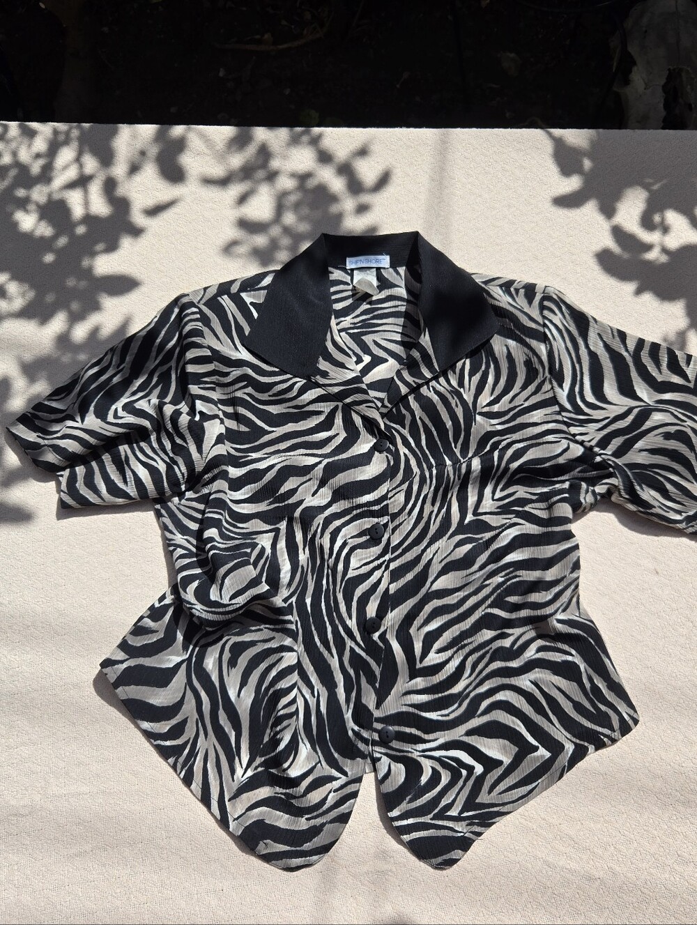 Zebra Print Short-Sleeve Button Shirt - Black & White